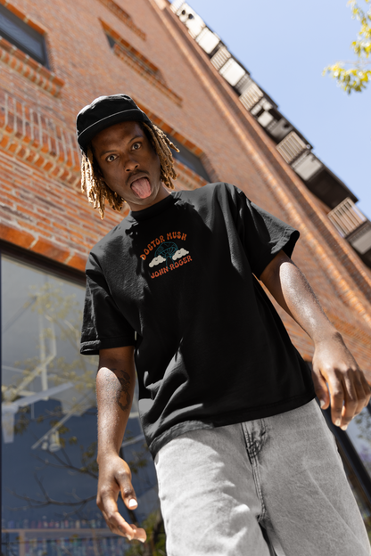Camiseta Oversize Preta - Colaboração Dr. Mush x John Roger